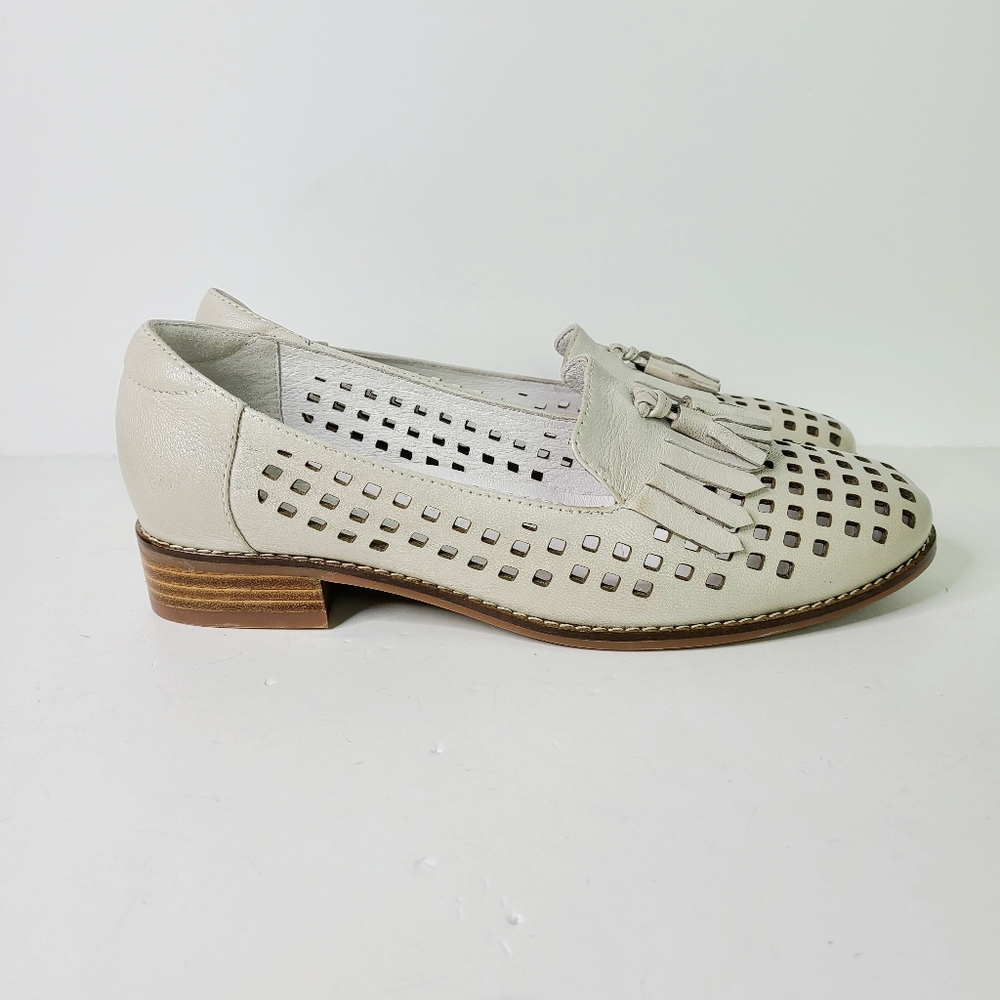 NWOT Mona Flying Perforated Wingtip Tassel Menswear Leather Oxford Loafers